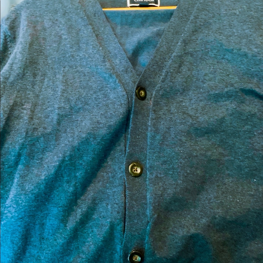 Club room cardigan sweater.  Blue Grey, Medium